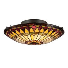 Quoizel 2 Light Tiffany Flush Mount in Vintage Bronze - TF1400SVB