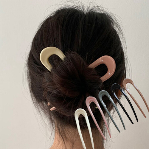 Pinza para el cabello de mujer en forma de U tenedor palo moda francesa peinado acrílico pinzas para el cabello?