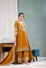 Premium Heavy Beautiful Designer Chinnon Silk Palazzo Suit With Dupatta