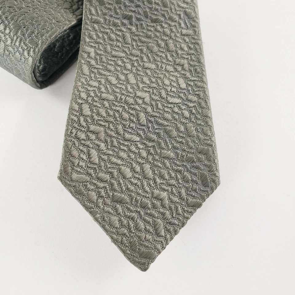 Corbata Majestuosa De Colección Gris Guijarro Textura A Prueba de Arrugas Delgada Mediados de Siglo Mensware Foto 2 de 4