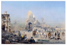 Tile Mural East People Horses Street R. Alott Kitchen Backsplash Marble Ceramic
