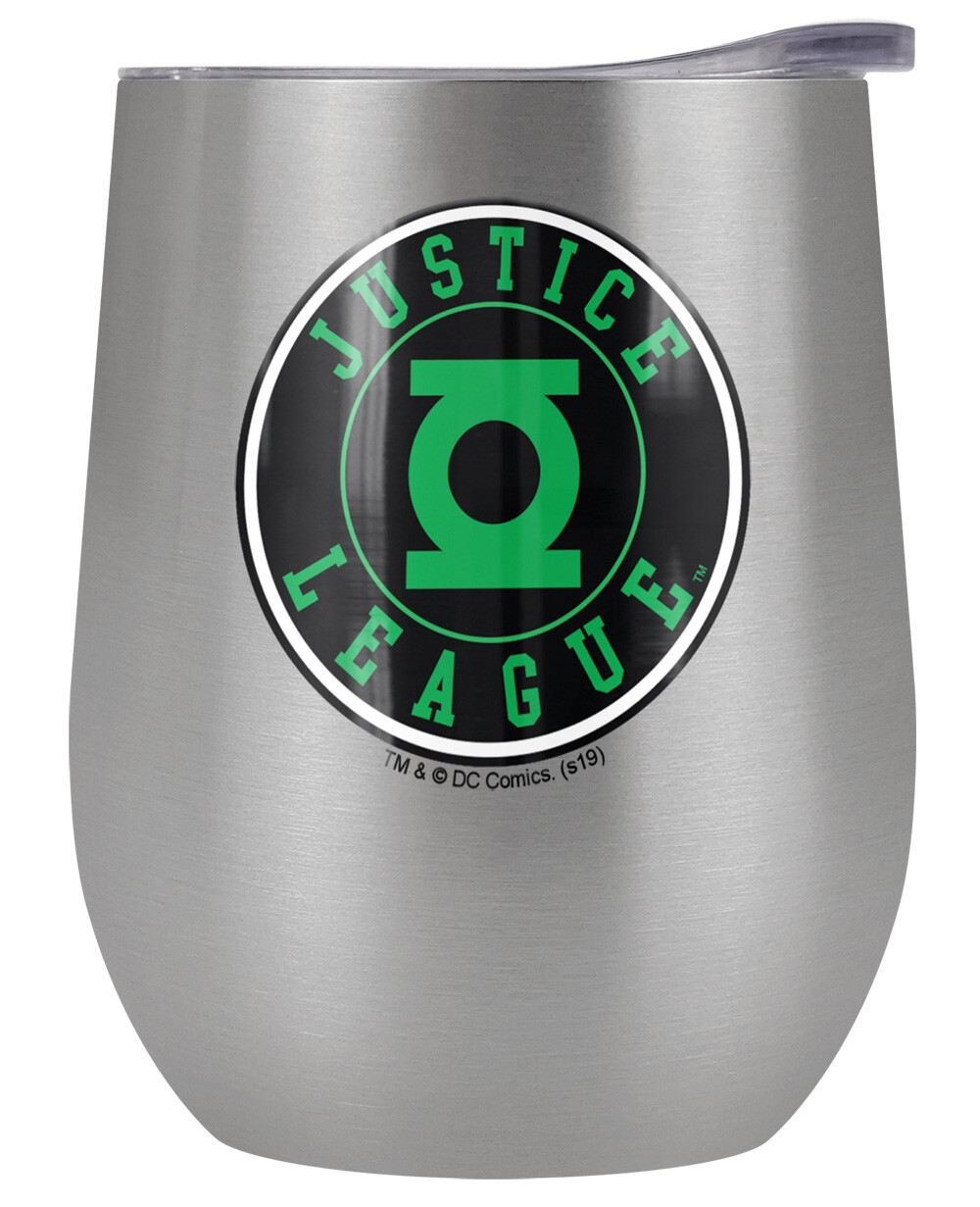 JLA Logo Green Lantern 12oz Wine Tumbler Steel Insulated Leak Resistant