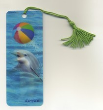 DOLPHIN with Beach Ball 3-D Lenticular Bookmark 2 1/4 by 6 inches Fantastic 3-D!