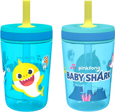 15Oz Baby Shark Kelso Tumbler Set   Leak-Proof Lid  Straw,Durable,2Pcs for Kids