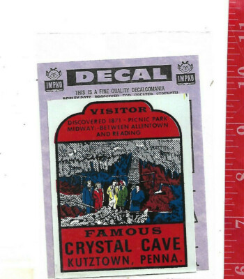 Vintage IMPKO water decal Crystal Cave Kutztown Pennsylvan in original packaging