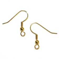 M556 Gold French Earwire Ball  Coil 1" Fishhook Earring Hook Component 8pc