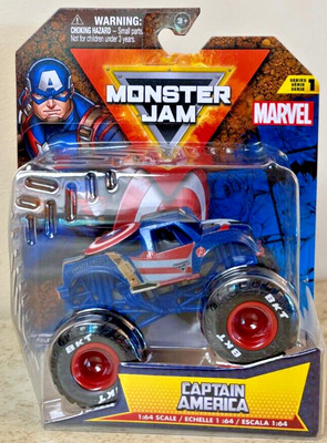 Spin Master 2024 Monster Jam  Marvel CAPTAIN AMERICA  Series 1   * MOC * HTF  *