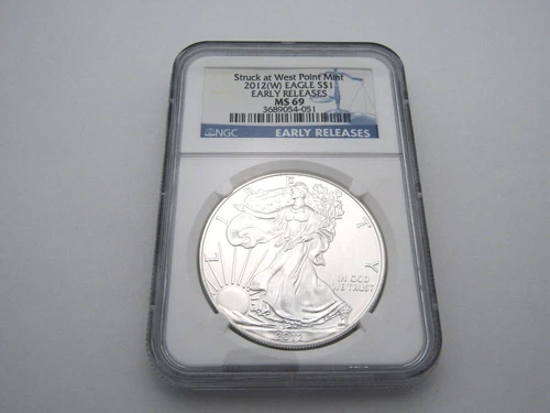 2012 W Silver Eagle NGC MS69 Early Releases Struck At West Point Mint   A583