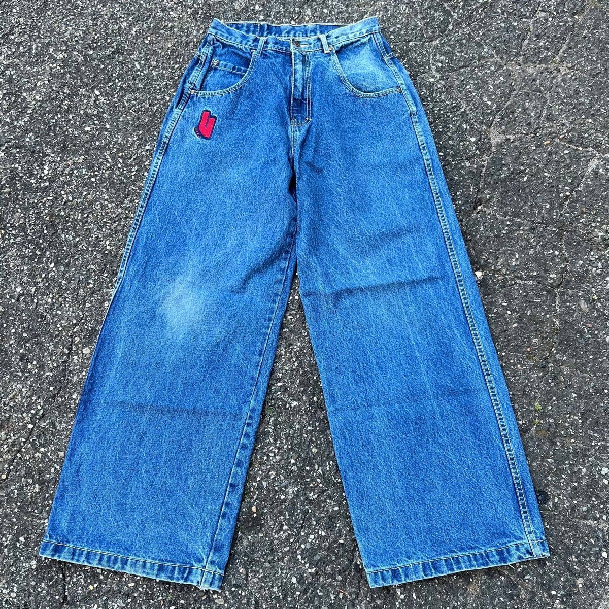 Vintage Y2K crazy baggy urban jeanswear blue denim jeans