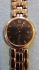 Seiko Gold Tone Quartz 7N29-8080 W/ Black Whirlpool Dial