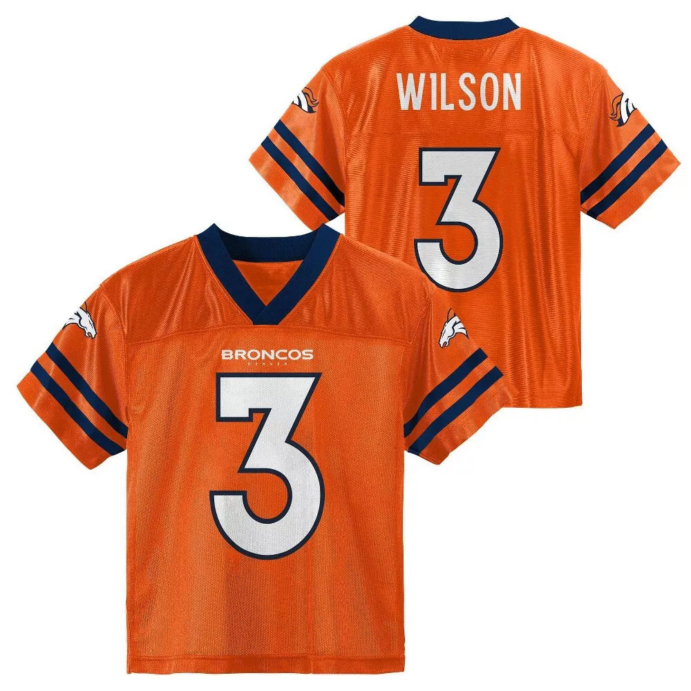 Футболка NFL Denver Broncos для малышей унисекс с коротким рукавом №3 Russell Wilson, 3 года