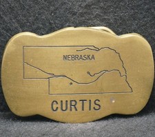XF05121 VINTAGE 1970s CURTIS, NEBRASKA STATE CITY COMMEMORATIVE BELT BUCKLE