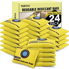 24Pack 100G Each Rechargeable Silica Gel Desiccant Packets,Color Indicating Des