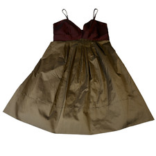 BCBG Maxazria Mini Dress 6 Babydoll Cocktail Party Lined Flare Burgundy Brown