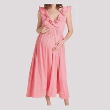 Hatch Maternity Dress Women's Sz 2 Peony Pink The Sarah Maxi NWT $198