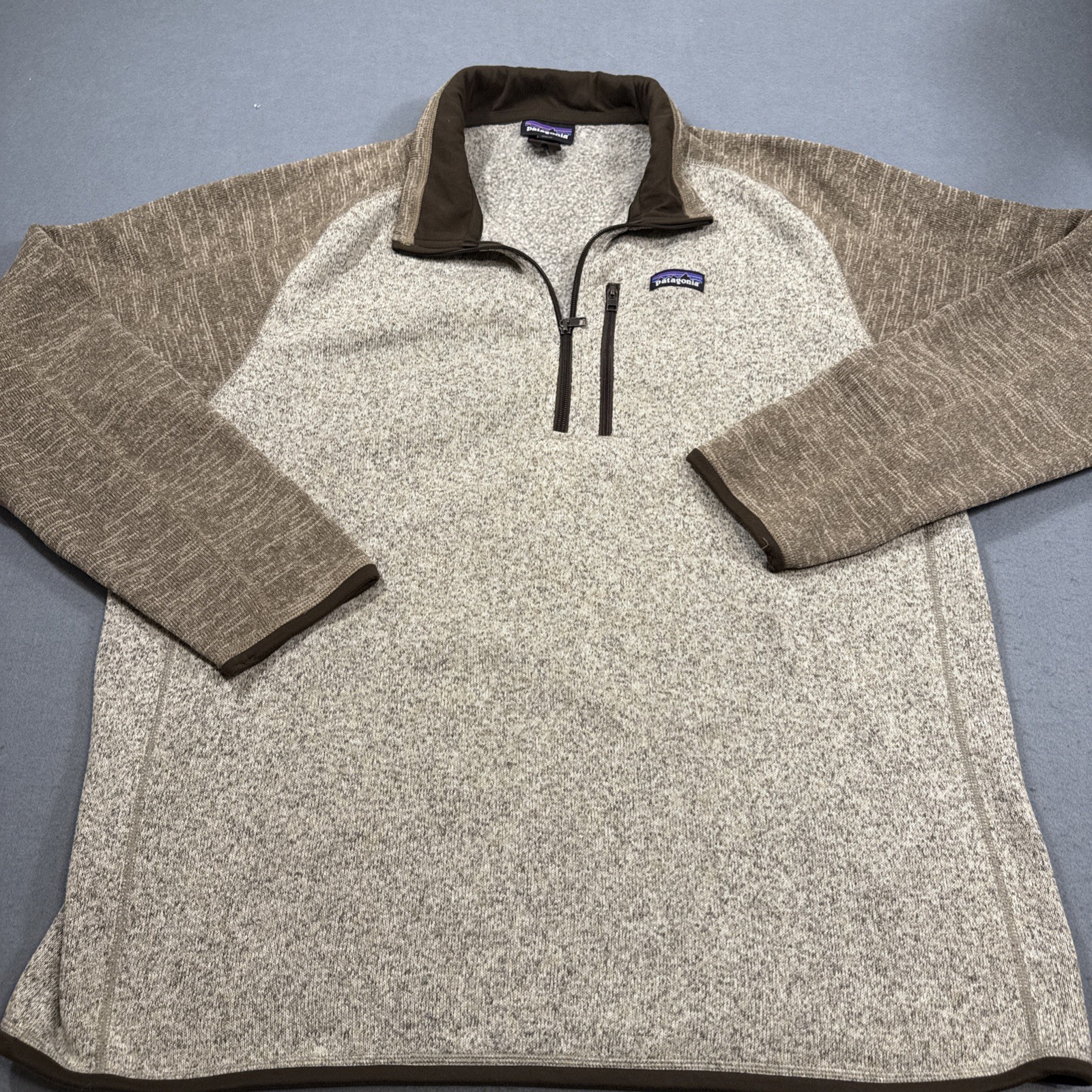 PATAGONIA Better Sweater Men’s Size XXL 1/4 Zip Fleece in Brown Tan CHEST POCKET