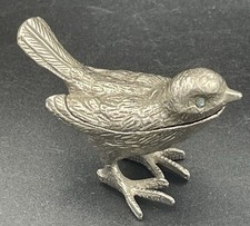 FLORENZA Silver Tone Cast Metal Bird Pill Trinket Box