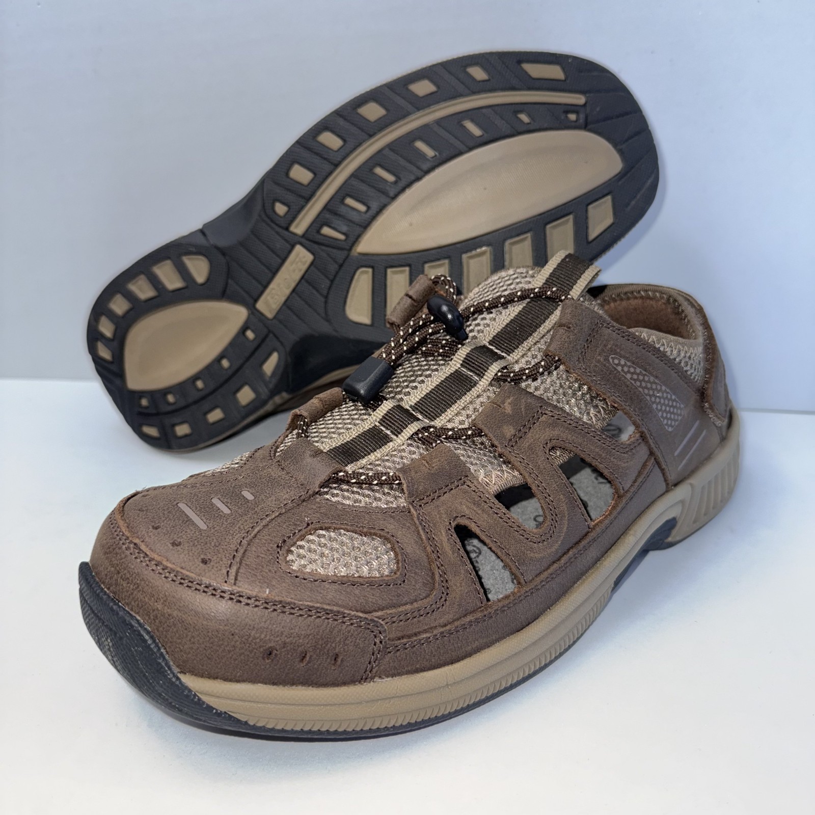 SAOLA Orthofeet 593 Alpine Uomo Taglia 9 5 Largo Marrone Pescatore Diabetico Sandalo NUOVO