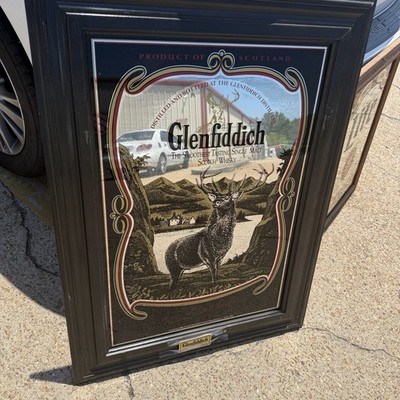 Vintage Glenfiddich ''Valley of the Deer'' Bar Mirror 30''x39''