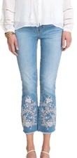 Johnny Was Jeans Womens 25 Bohemian Cropped Baby Boot Embroidered Floral Eyelet
