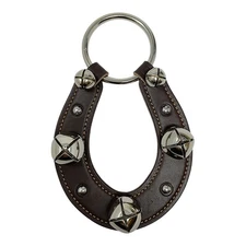 Belsnickel Dark Brown Horseshoe Leather Sleigh Bell Door Hanger Made in USA New