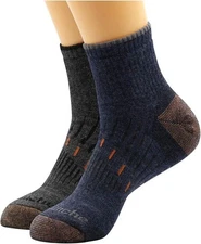 Avalanche Men's Odor Resistant Wool Blend Quarter Socks 2-Pack Shoe Sz 6-12 Hike