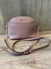 Michael Kors Pink Small Crossbody Bag Gold Hardware Zip Closure Inner Pockets
