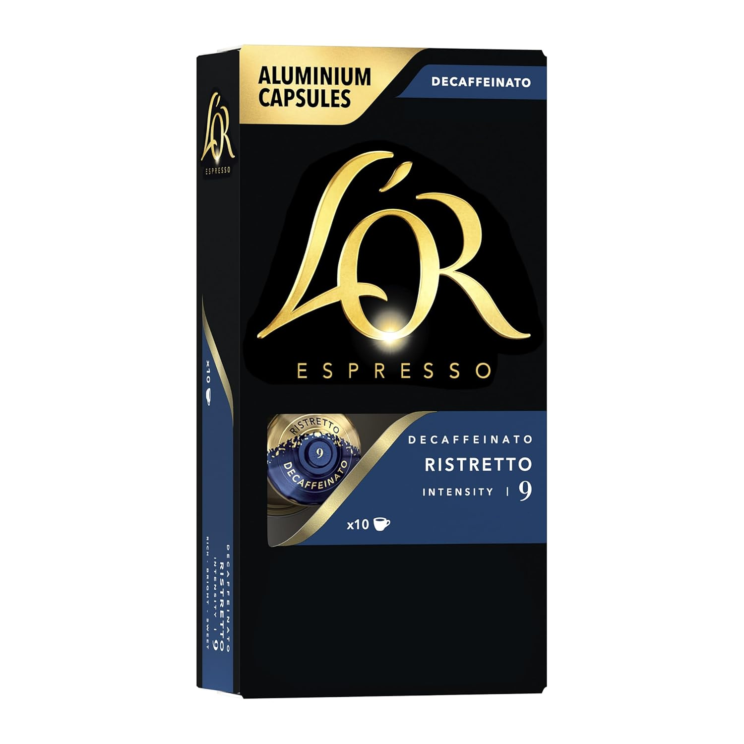 L'OR DECAF Espresso Capsules, 10 Count DECAF Ristretto, Single-Serve Aluminum Co-image