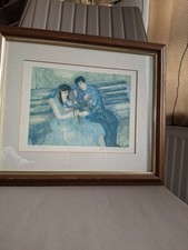 Vintage Rare Barbara A Wood Framed Lithograph Signed "First Love"