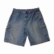 Vtg Tommy Hilfiger Denim Shorts Men 38x12 Baggy Carpenter Workwear Cargo 90s Y2K