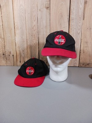 Vintage Coca Cola Black and Red Snap Back Hat Cap Lot Of Two Nissin