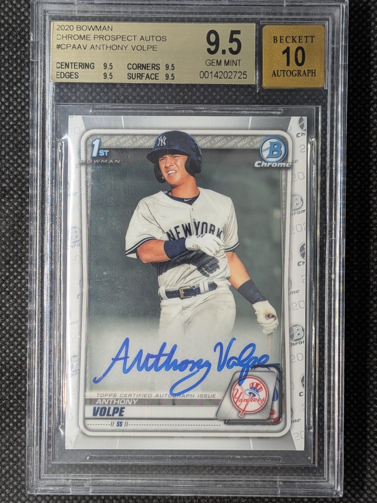 Anthony Volpe 2020 Bowman Chrome 1st Prospect Auto BGS 9.5 Gem Auto 10 Yankees