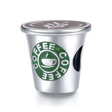 925 Sterling Silver coffee cup Charms for Bracelets Necklaces Cute Charm for Cof