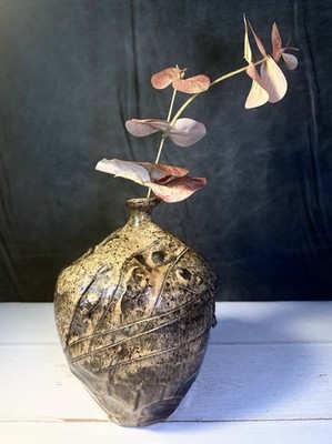 Vtg Studio Pottery Wabi-Sabi Style Vase 7  Organic Sculptural Stoneware Vessel