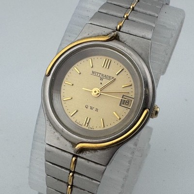 VTG Wittnauer QWR Swiss Quartz Watch Women Dual Tone Leather Roman New Battery