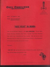 Ozzy Osbourne  press release for ozz fest "96"