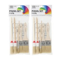 2X Pinsel Set 6 Teilig Rund Flach Borsten Malern Streichen Farben Lacke Lasuren