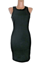 KARDASHIAN COLLECTION NWT M Sleeveless Little Black Dress Faux Leather Panels