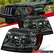 Fit 1999-2004 Jeep Grand Cherokee Smoke Headlights Headlamps Leftright 99-04