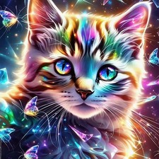 5D Diamond Art Kits for Adults, Colorful Cat Diamond Painting for Beginners, DIY