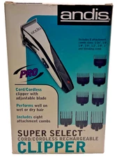 Andis Super Select Cord/Cordless Rechargeable Clipper, Model # 22805