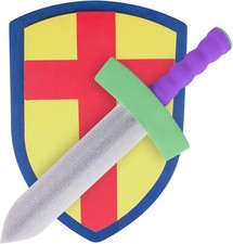 Kids Medieval Knight Foam Sword and Shield Set for Play Jousting