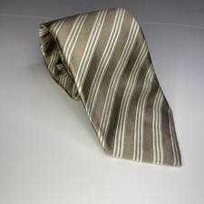 STUNNING Burberry London Heavy Textured Gold Striped Silk England Made Tie