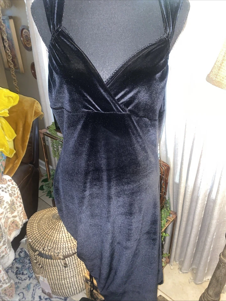 betsy johnson - Vestido midi de terciopelo vintage manga gorra lateral cuello en V terciopelo Foto 4 de 4