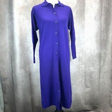 Vtg 80s Benetton Pure Lambswool Purple Maxi Cardigan Made in Italy Size 44 US 12