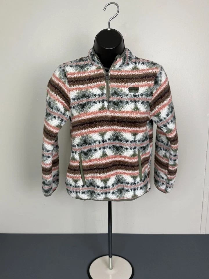 Hurley Niña Talla Med 8 Pullover Cuarto Cremallera Polar Chaqueta Azteca Foto 2 de 4