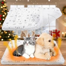 2 Pack Winter Self Warming Cat Mat Snowflake White Self Heating Pad Bed 22" x...