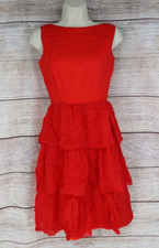 Vintage Jo Jr Dallas Red Tiered Ruffle Dress Size 7 Sleeveless Party Cocktail