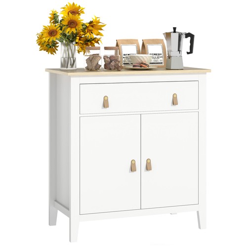 HOMCOM Sideboard with Drawer, Adjustable Shelf for Living Room, White - Picture 11 of 11