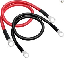 4 AWG Battery Cables, 4 Gauge 24 Inch Power Inverter Cables, 3/8" in Lugs for Ca